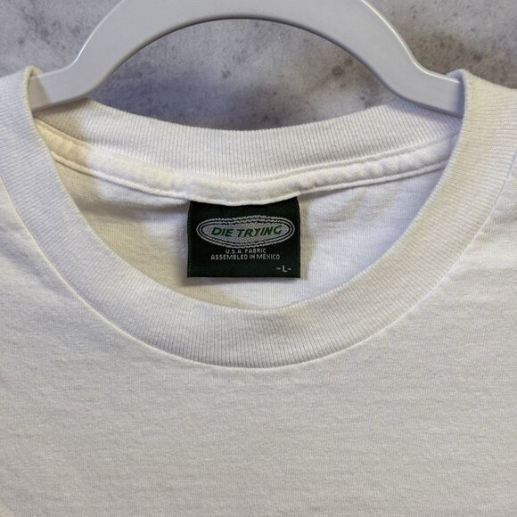 Vintage Y2K Die Trying T Shirt Mens L 21x28 White Baja Mex Racing - Picture 12 of 14